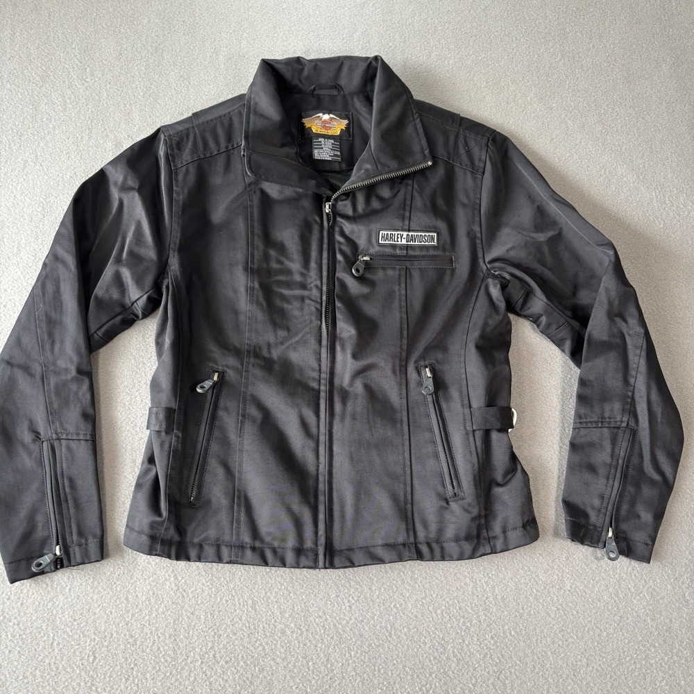 Harley Davison Cycle Women Riding Jacket S Vent Holes Mesh Lining Big Logo Biker